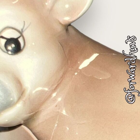 Vintage Gray Bull Sugar Jar With Lid - REPAIRED - Damaged - Picture 3 of 12